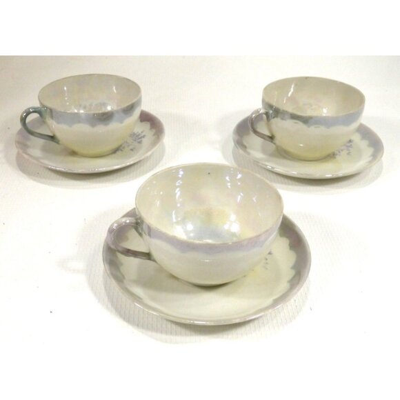 Vintage 8oz delicate porcelain tea, coffee cups & saucers with flowers, Japan - Picture 3 of 4